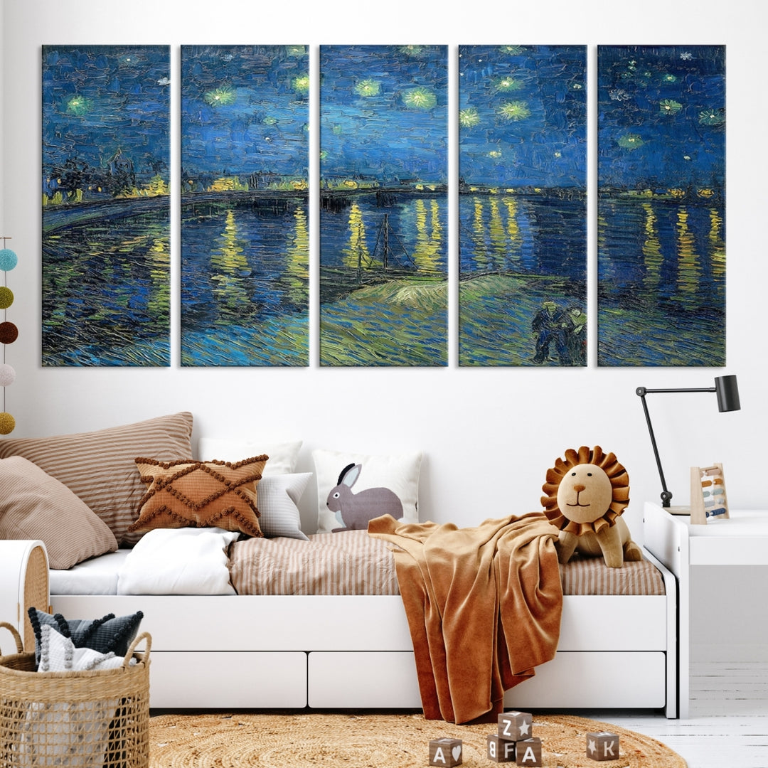 Vincent van Gogh Starry Night over the Rhone Abstract Wall Art Canvas Print