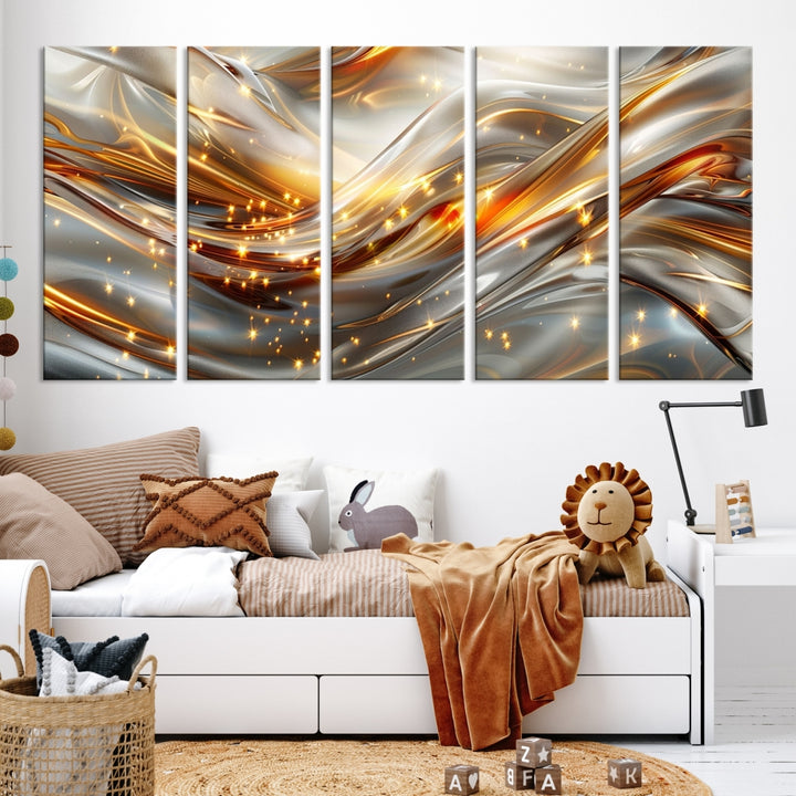 abstract art Black and Gold art Multi panel canvas room wall decor