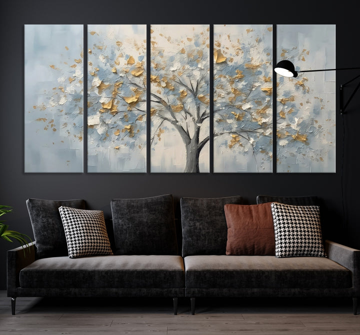 Art mural d'arbre abstrait argenté Impression sur toile