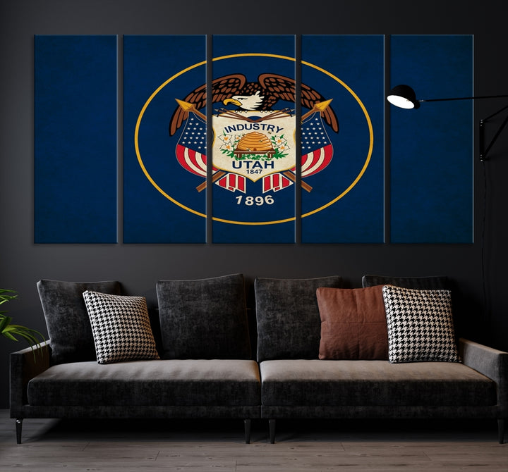 Arte de la pared de la bandera de los estados de Utah Lienzo