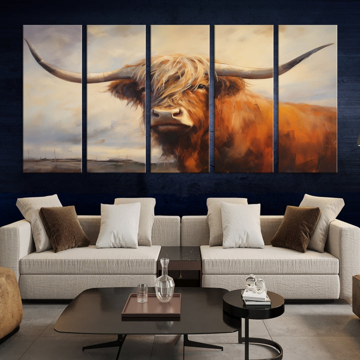 Watercolor Cow Wall Art Canvas Print