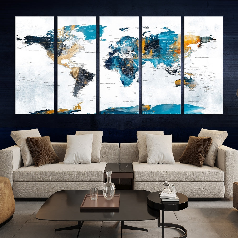 Art mural sur toile carte du monde