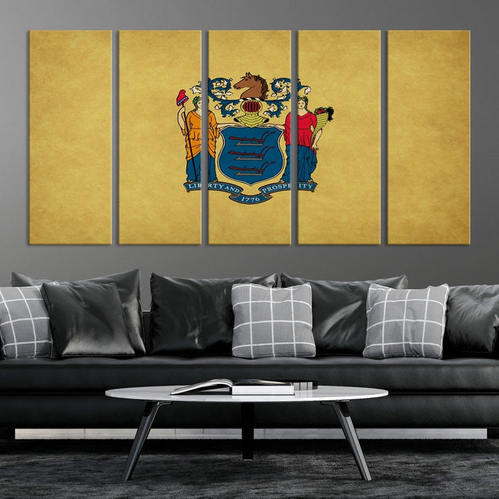 New Jersey States Flag Wall Art Canvas Print