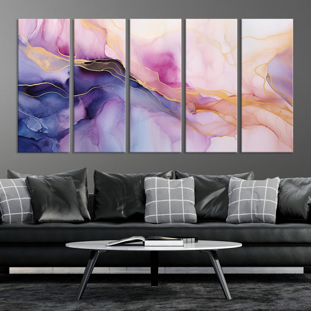 Purple White Blue Abstract Wall Art Print Contemporary Art