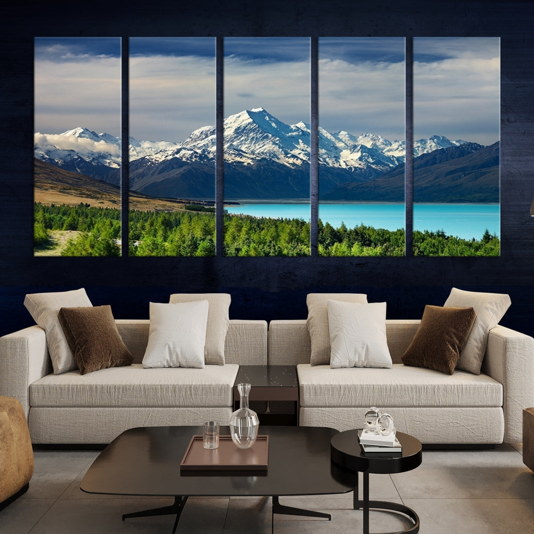 Large Art Print Mount Cook New Zealand Wall Art Canvas Print Lake and Mountains