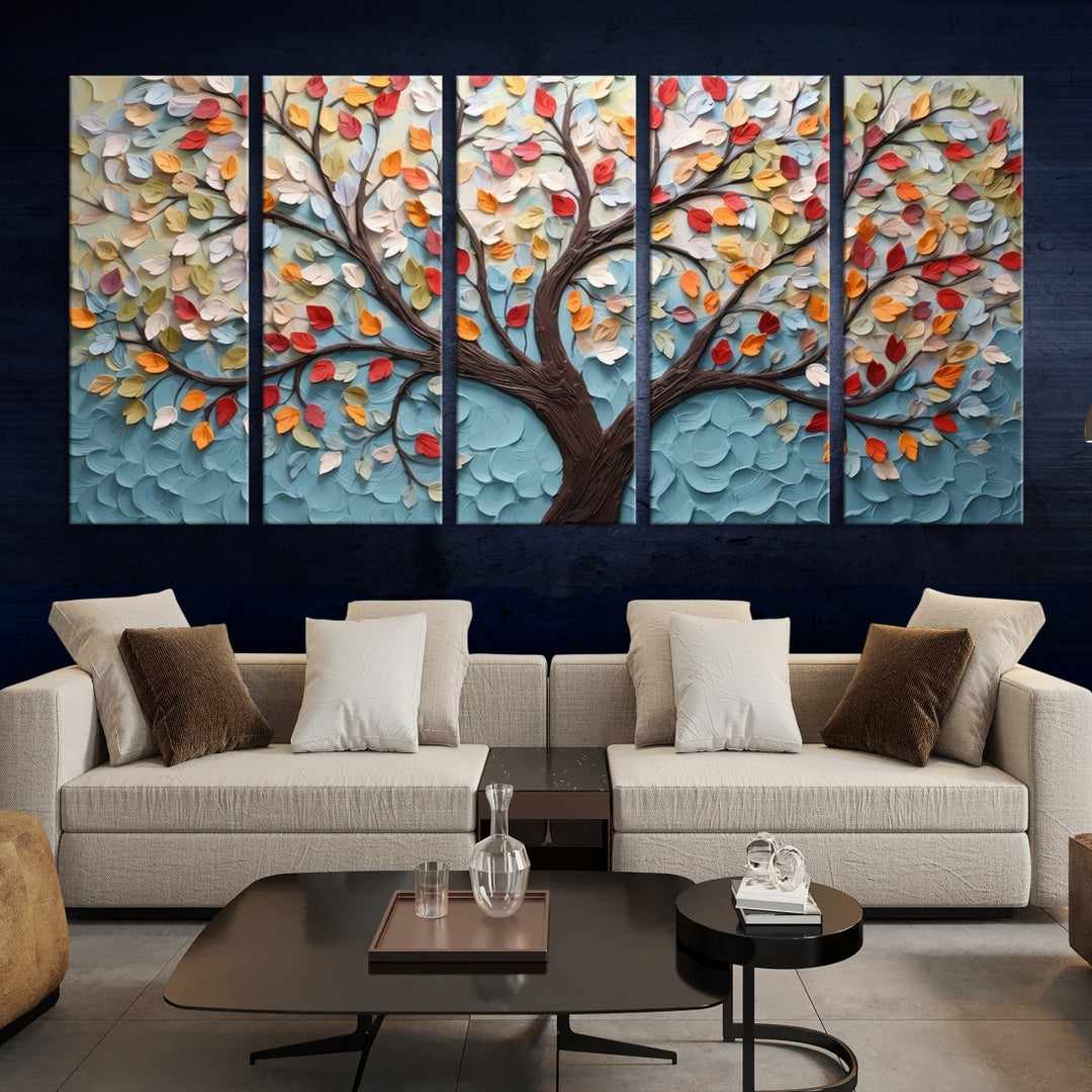 Impression sur toile d’art mural abstrait d’arbre et de feuille
