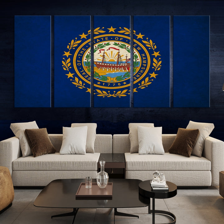 New Hampshire States Flag Wall Art Canvas Print