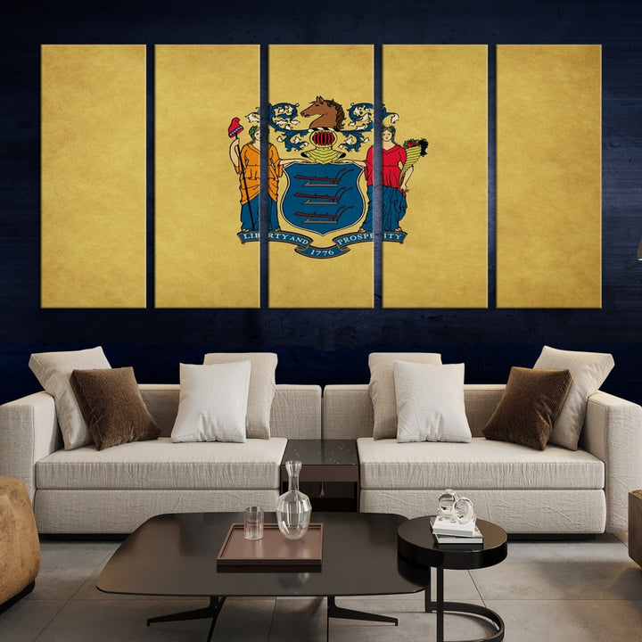 Arte de la pared de la bandera de los estados de Nueva Jersey Lienzo