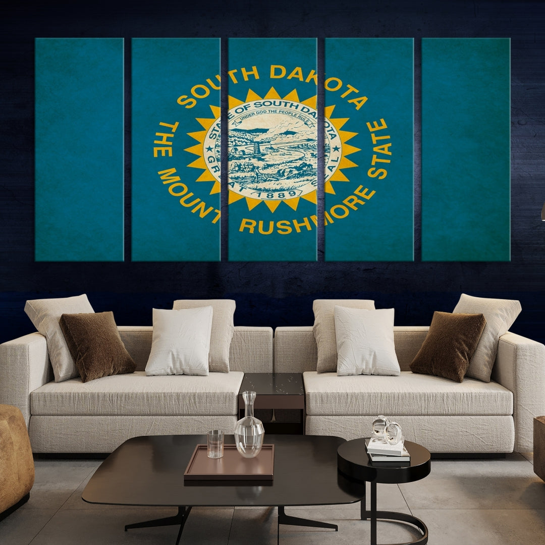 South Dakota States Flag Wall Art Canvas Print