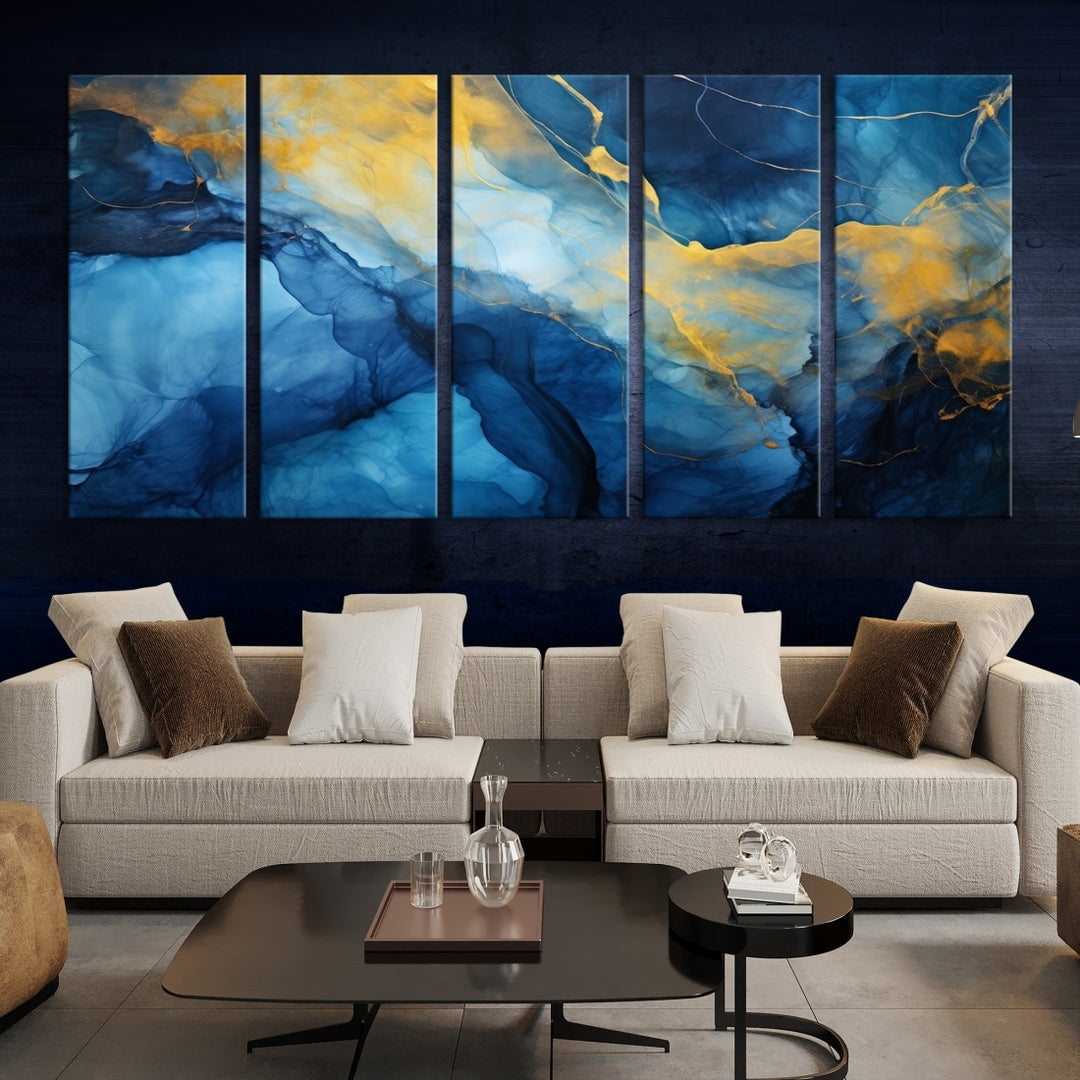 Impression sur toile d'art mural bleu marine, impression d'œuvres d'art abstraites