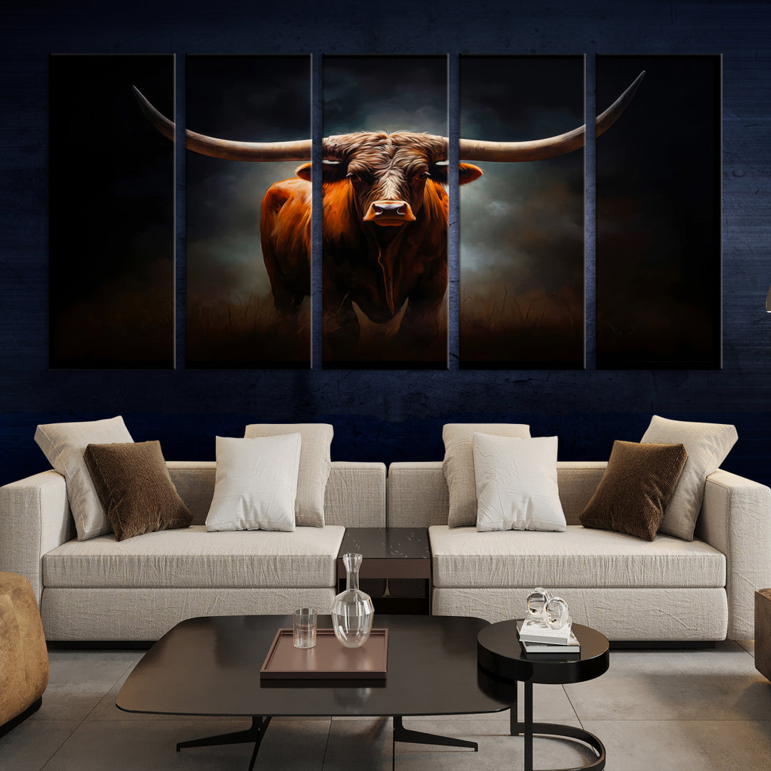 Highland Cow Canvas Wall Art Animal Print Pictures Texas Cow Framed Print