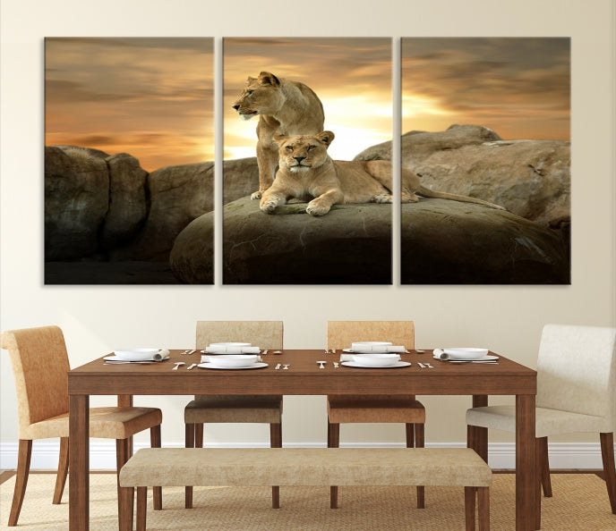 Arte de la pared de la sabana de África de la familia del león Lienzo