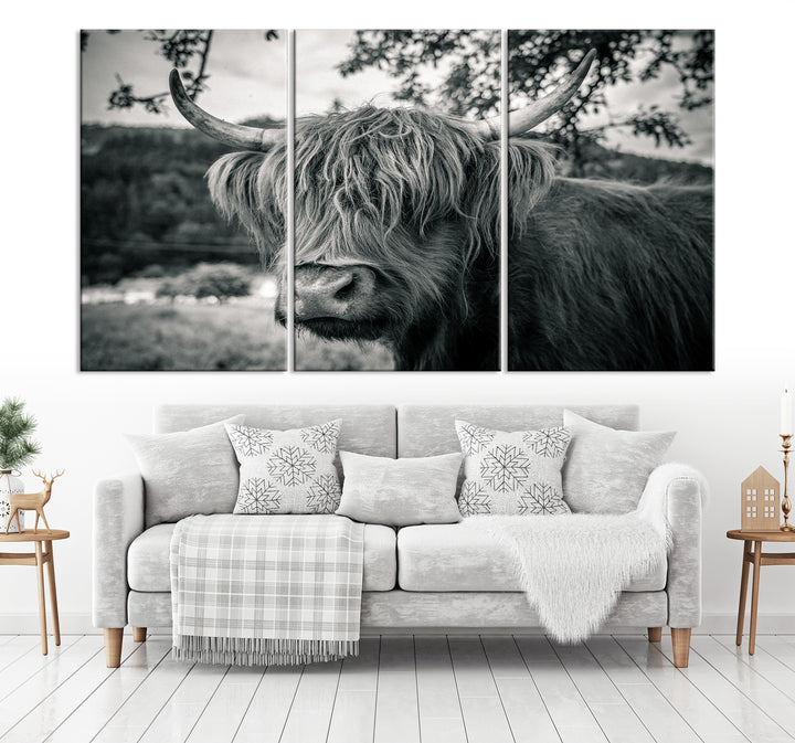 Highland Cow Wall Art Canvas Print Scottish Cattle Canvas Art