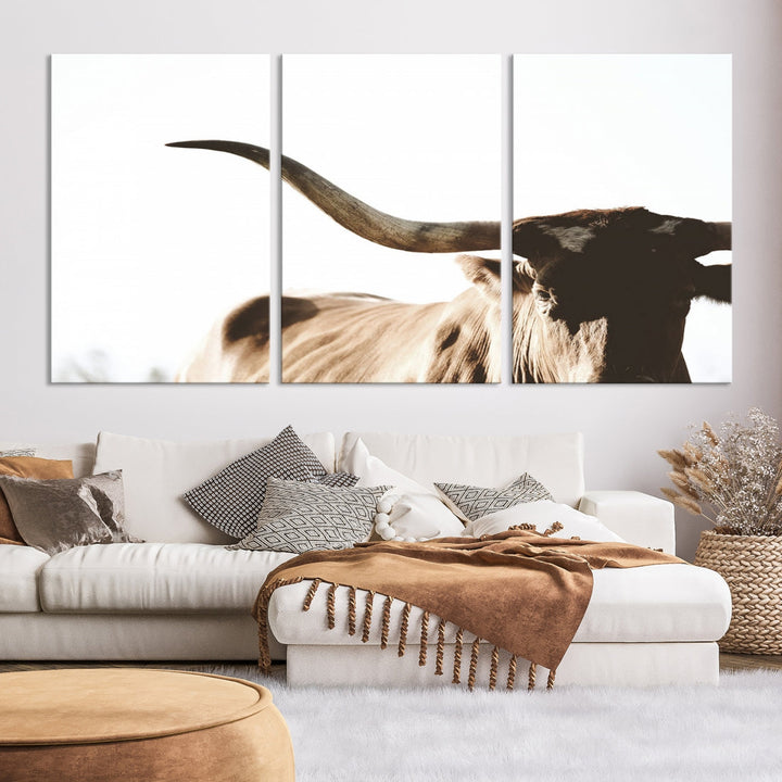 Lienzo decorativo para pared con cuerno grande de vaca de Texas