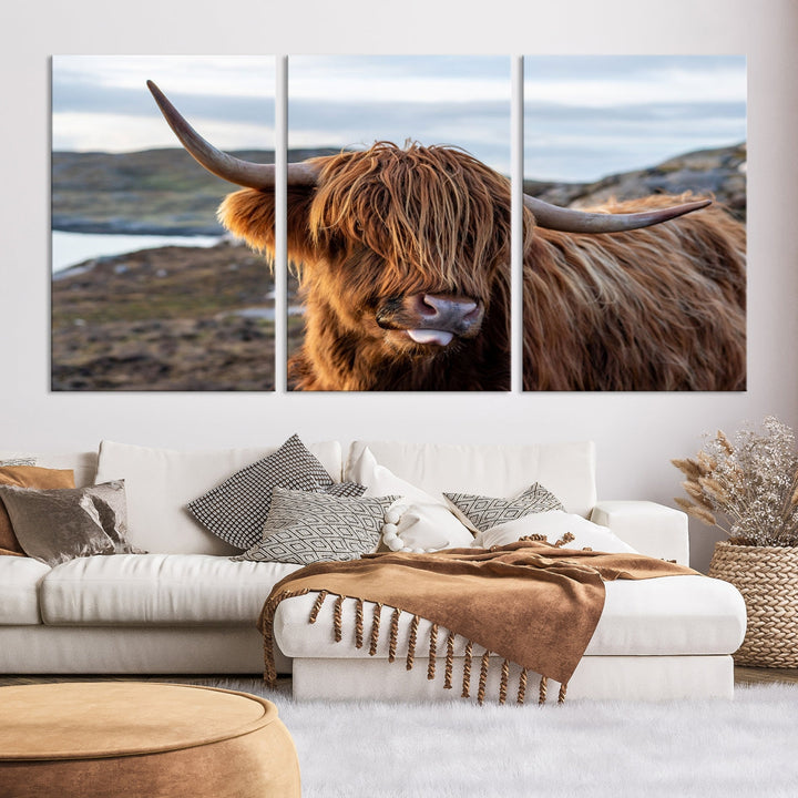 Câlin Highland Cow Toile Photo Mur Art Print Highlands Art Mignon Animal Wall Art
