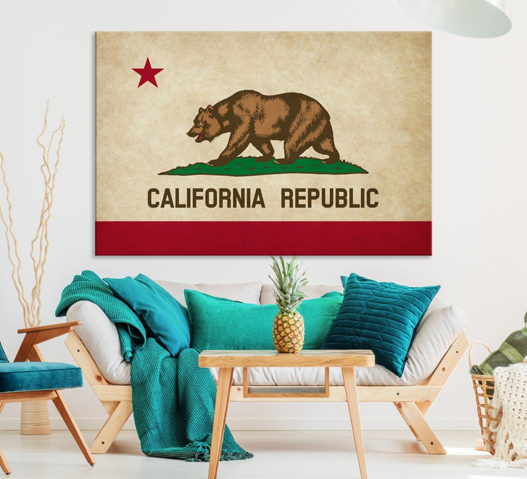 Lienzo grande con diseño de bandera de los estados de California