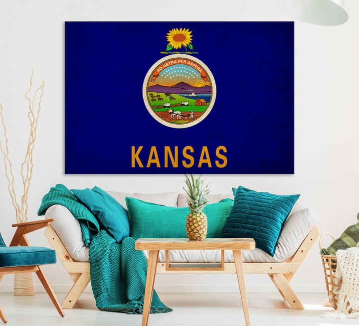 Kansas USA States Flag Wall Art Canvas Print