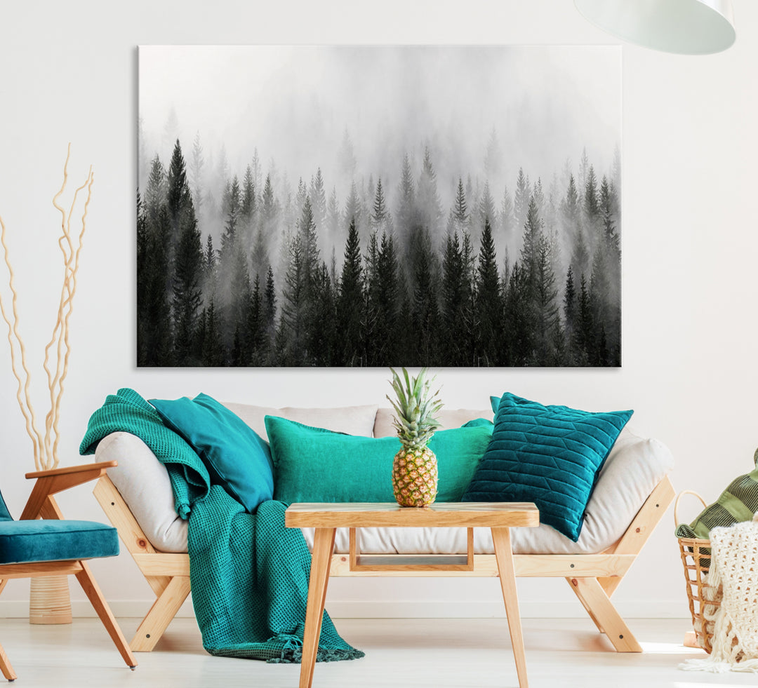 Impression sur toile d’art mural de la forêt brumeuse | Toile Forêt Brumeuse