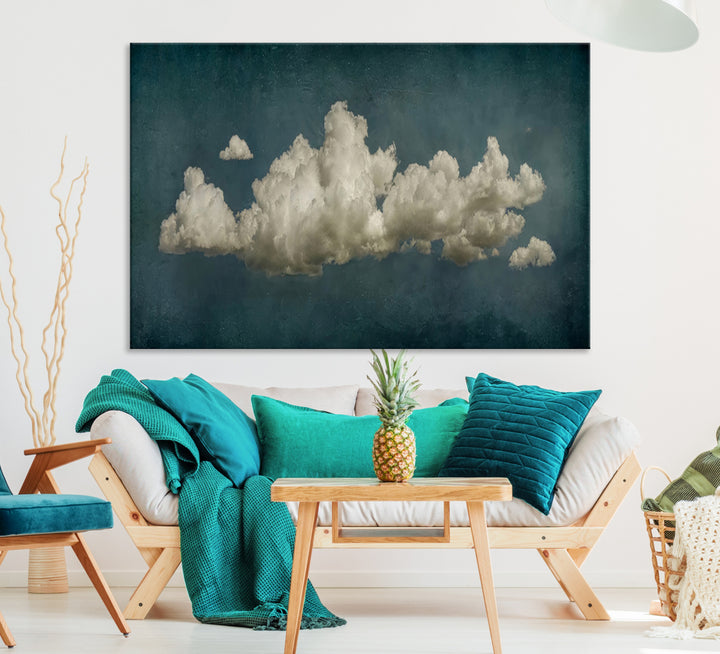 Art mural de nuages ​​verts vintage Impression sur toile