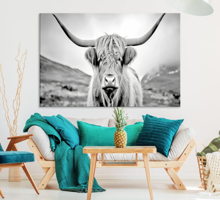 Art mural de vache écossaise Impression sur toile