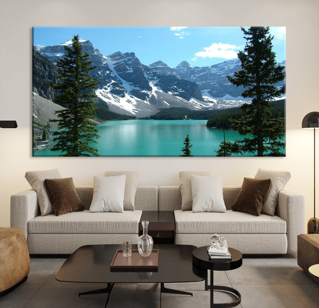Moraine Lake Framed Streched Canvas Print - Mountain Landscape New Zealand