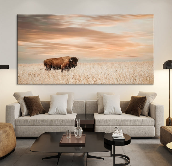 Art mural de bisons Impression sur toile