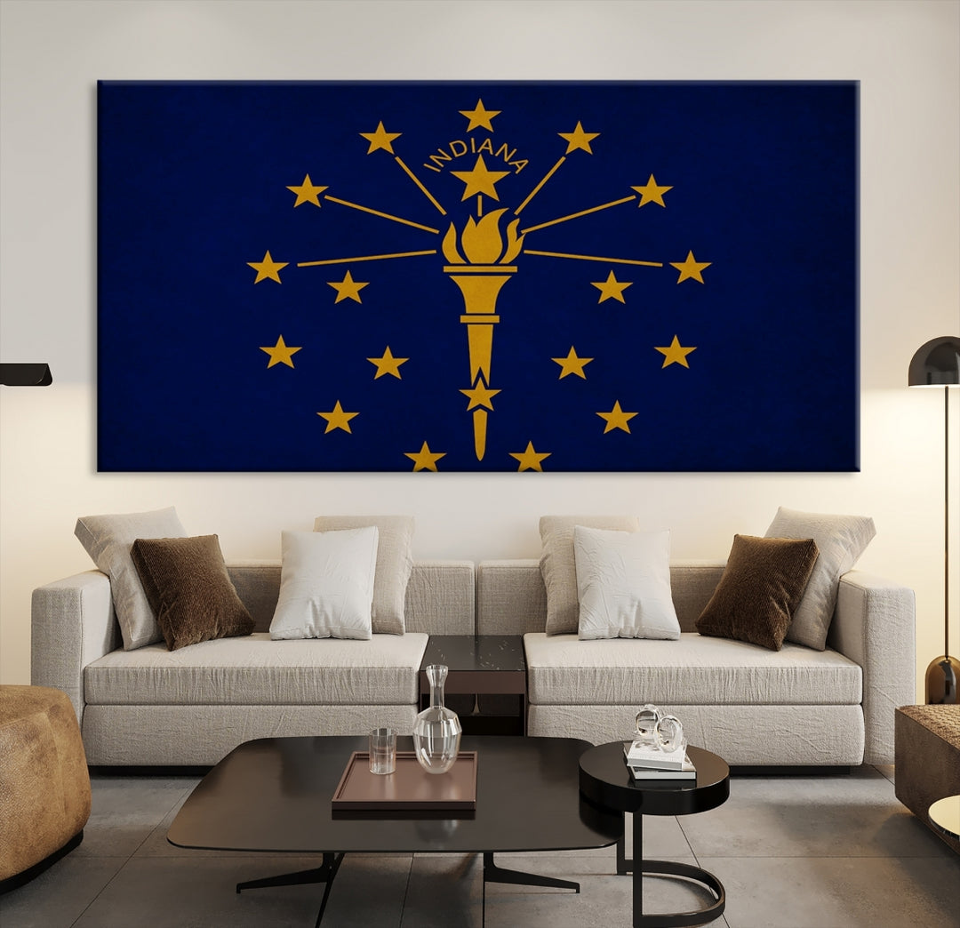 Indiana States Flag Wall Art Canvas Print
