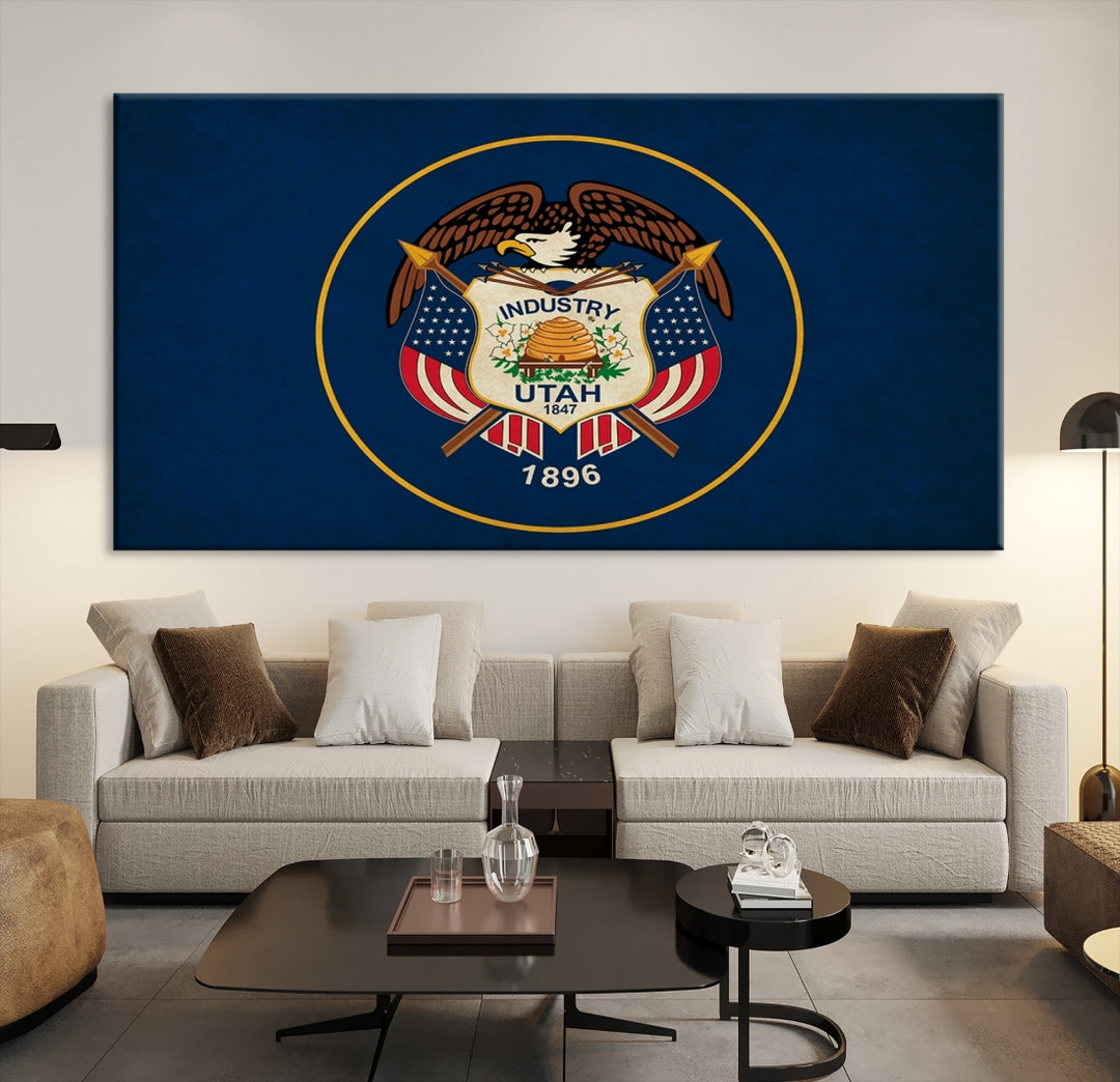 Arte de la pared de la bandera de los estados de Utah Lienzo