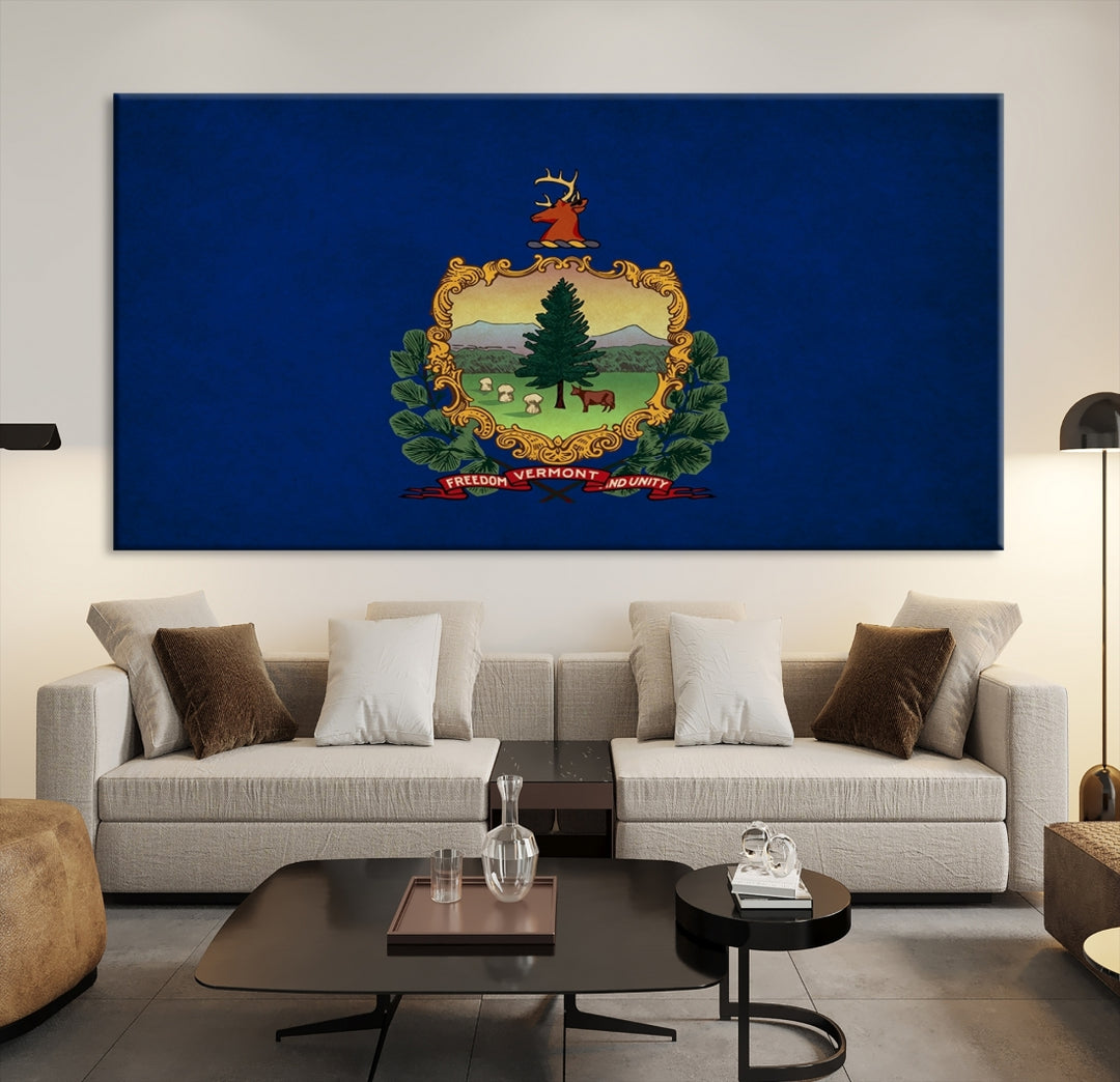 Vermont Flag Wall Art Canvas Print