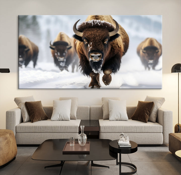 Impresión de lienzo de arte de pared de búfalo, impresión de lienzo de arte de pared de bisonte