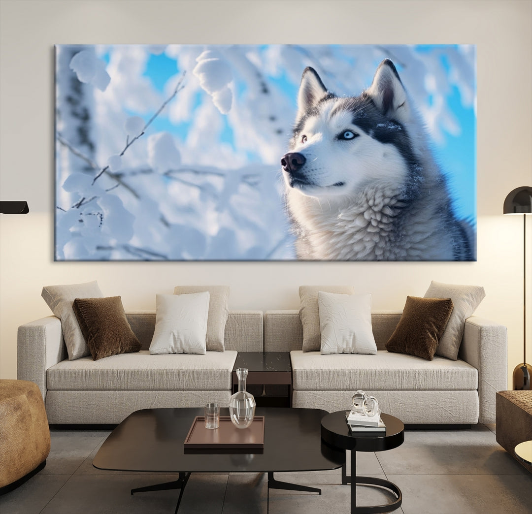 Toile d’art Husky sibérien, Art mural de loup, Impression sur toile animale