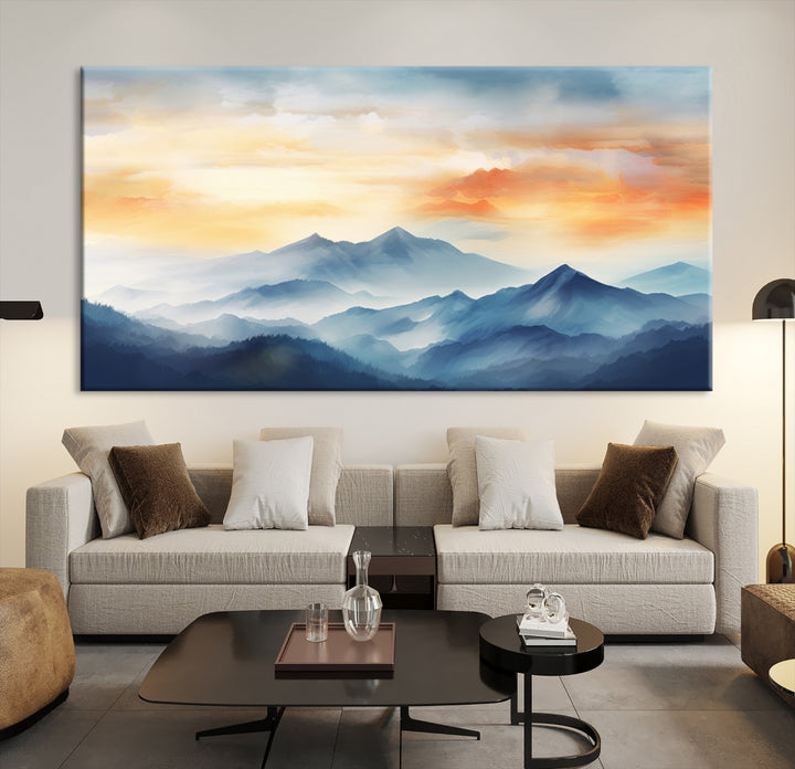 Art mural abstrait de montagne Impression sur toile