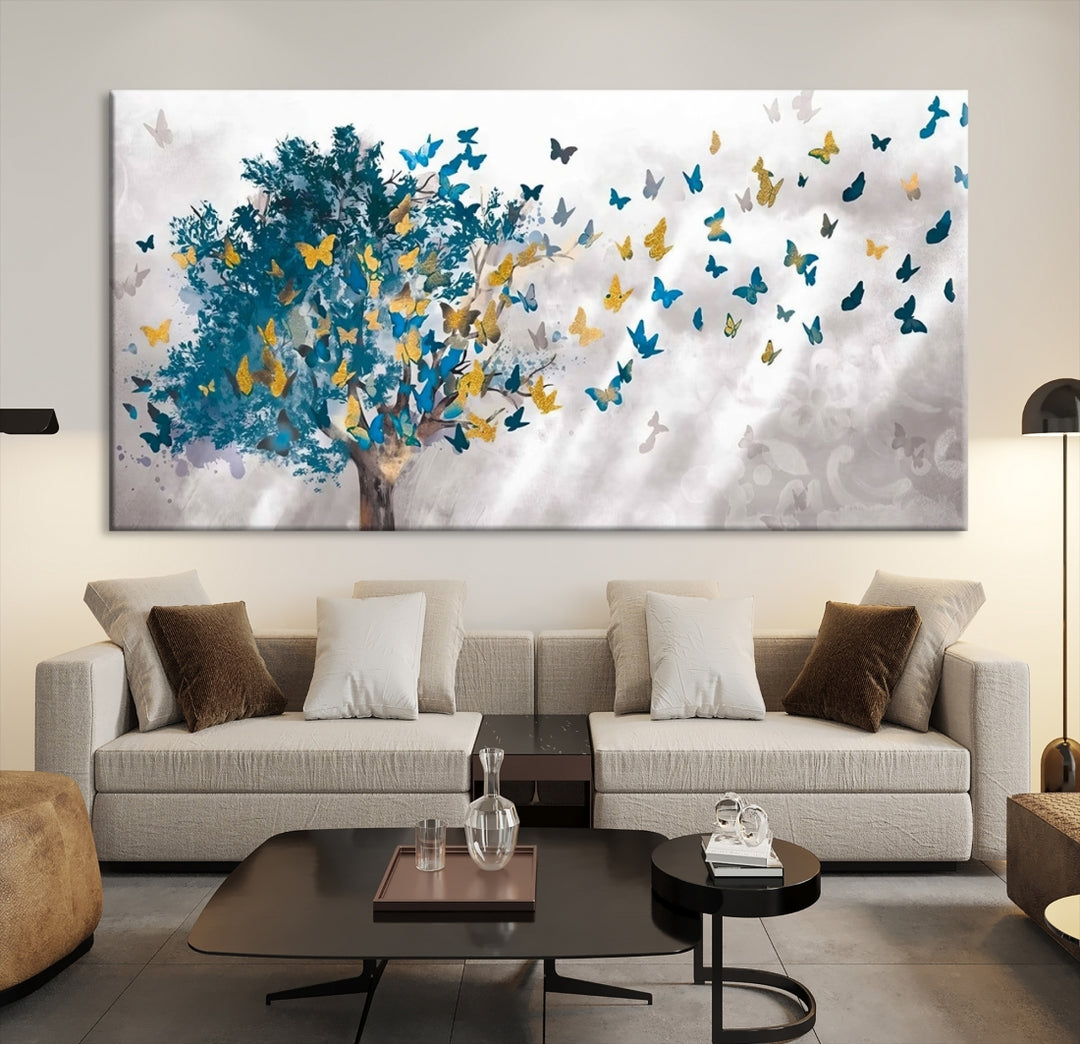 Árbol Mariposa Gran árbol abstracto y arte de pared de mariposa Lienzo 