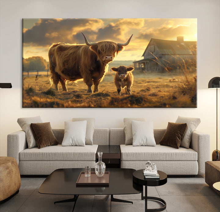 Highland Baby Cow Canvas Wall Art Animal Print