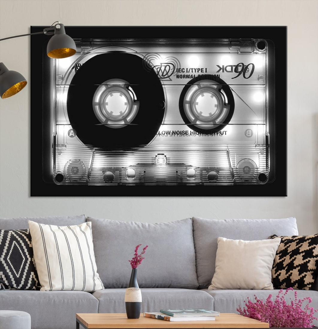 Shining Audio Cassette Retro Music Wall Art Canvas Print