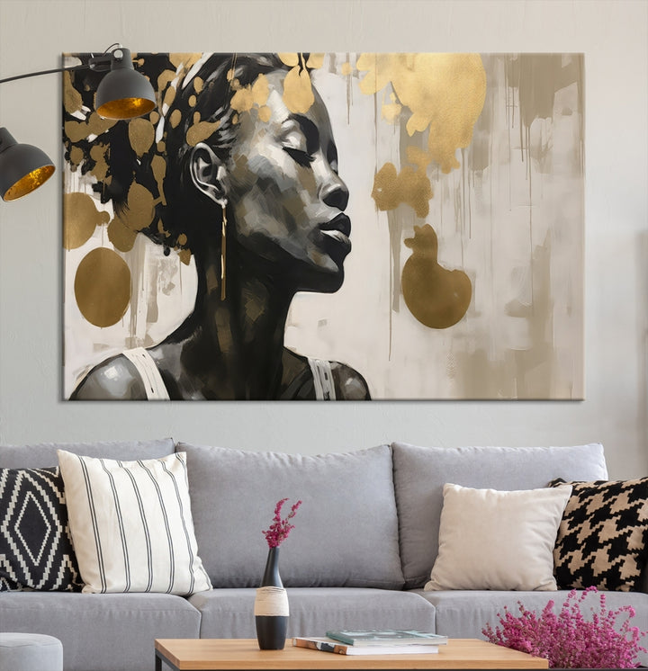Toile d’art mural abstraite de femmes africaines de beauté
