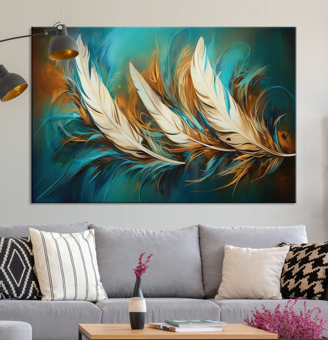 Art mural abstrait en plumes Impression sur toile