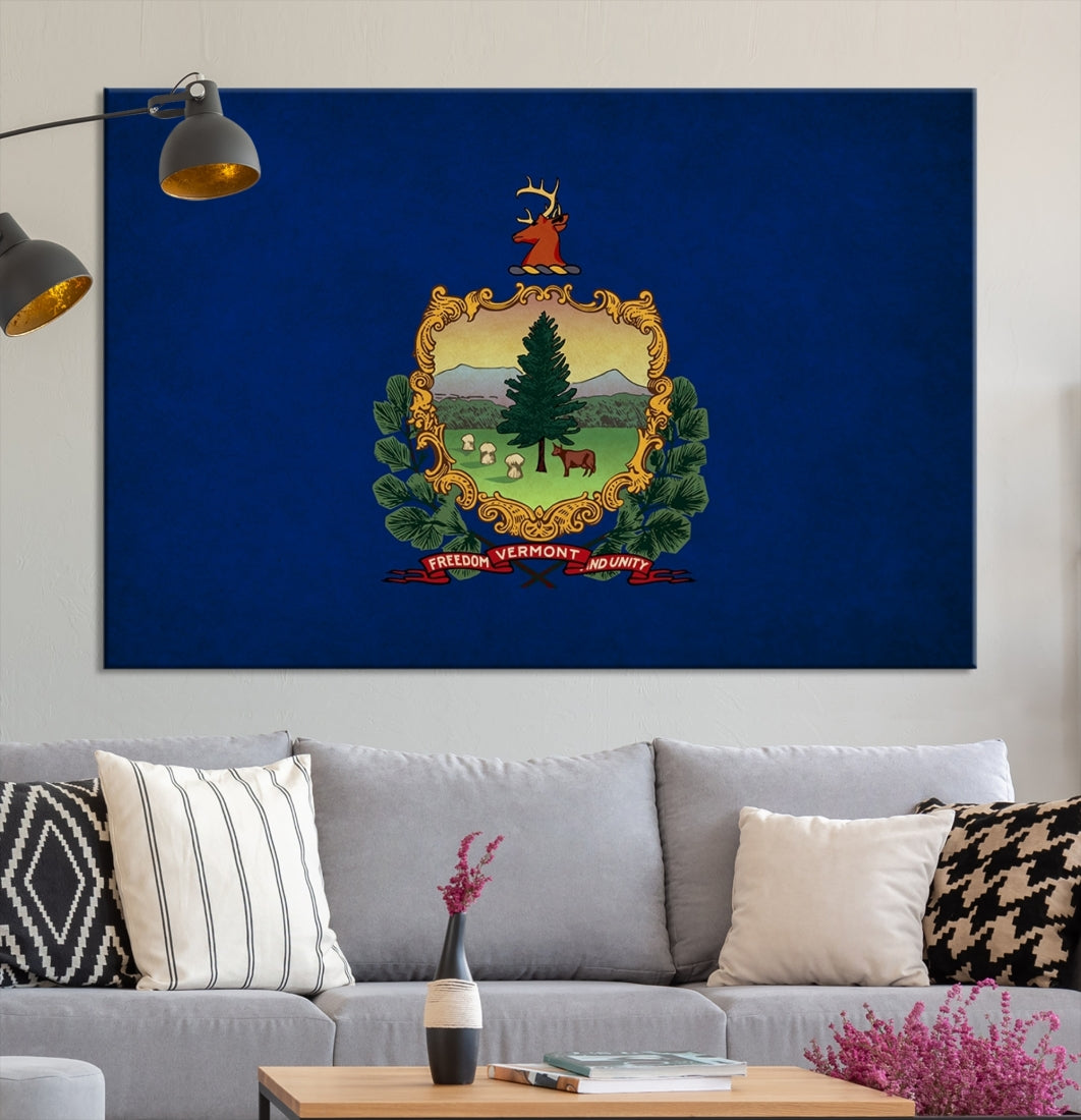 Vermont Flag Wall Art Canvas Print