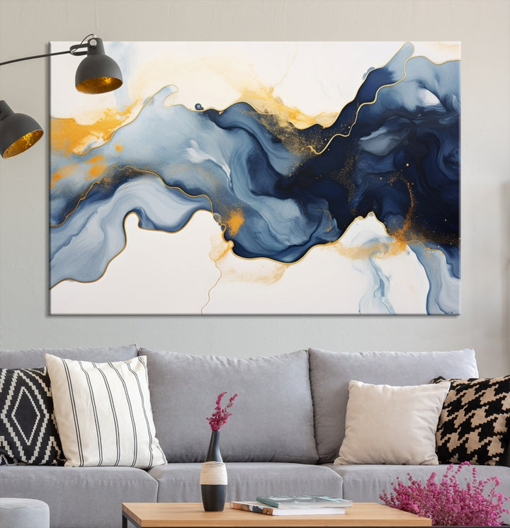 Dark Blue Abstract Wall Art Canvas Print