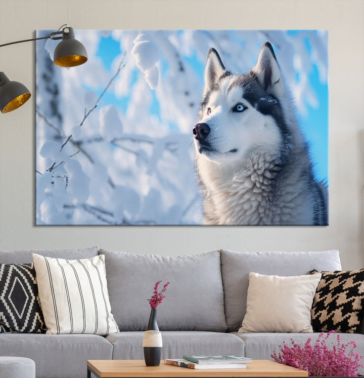 Toile d’art Husky sibérien, Art mural de loup, Impression sur toile animale
