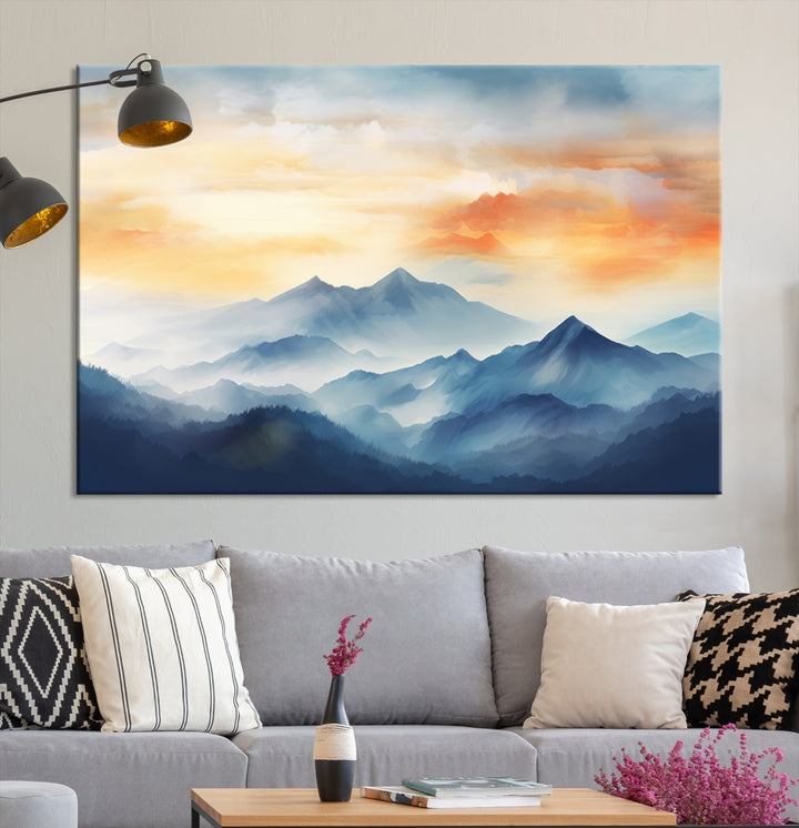 Art mural abstrait de montagne Impression sur toile
