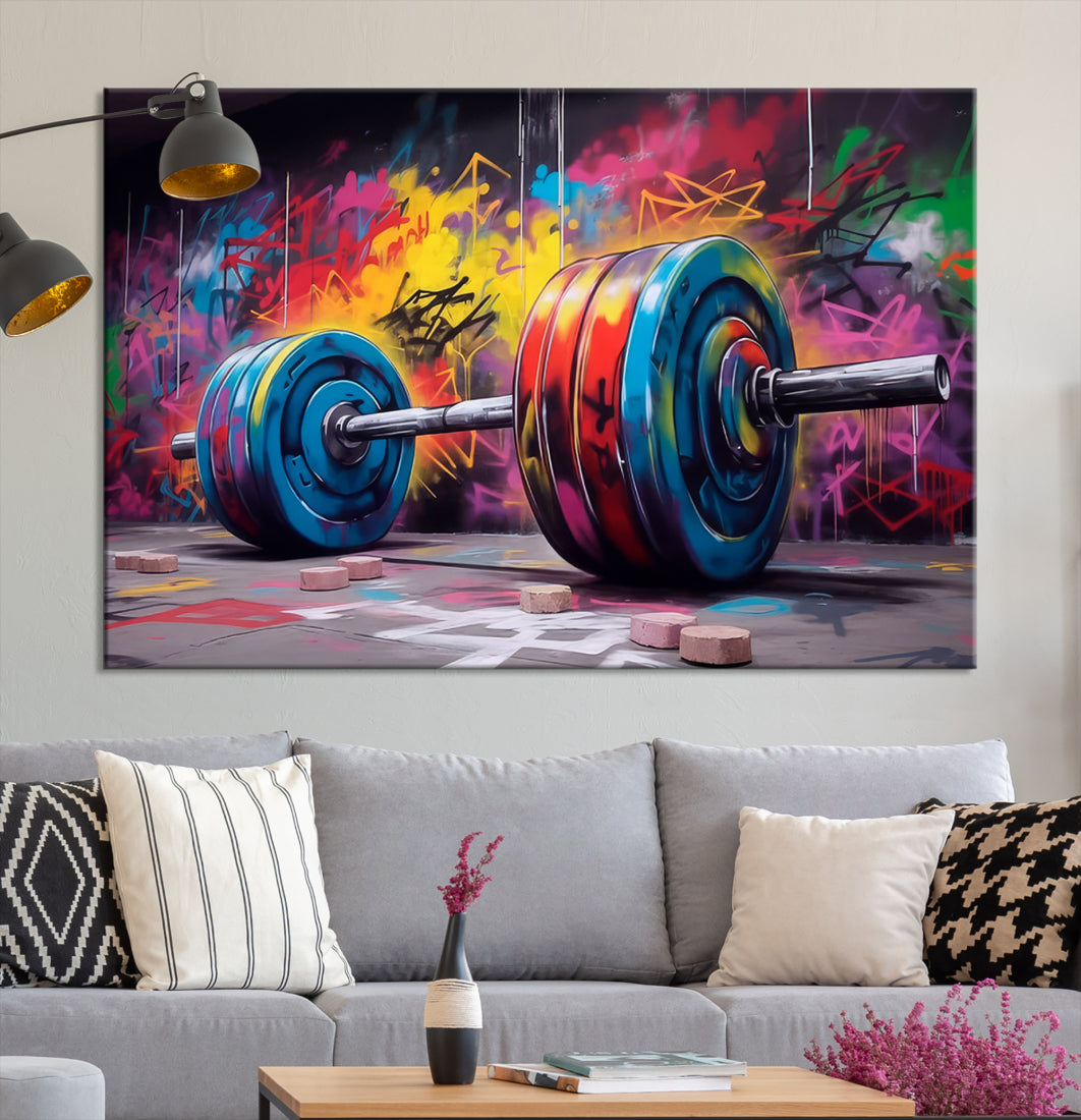 Fitness Gym Barbell Graffiti Art mural Impression sur toile
