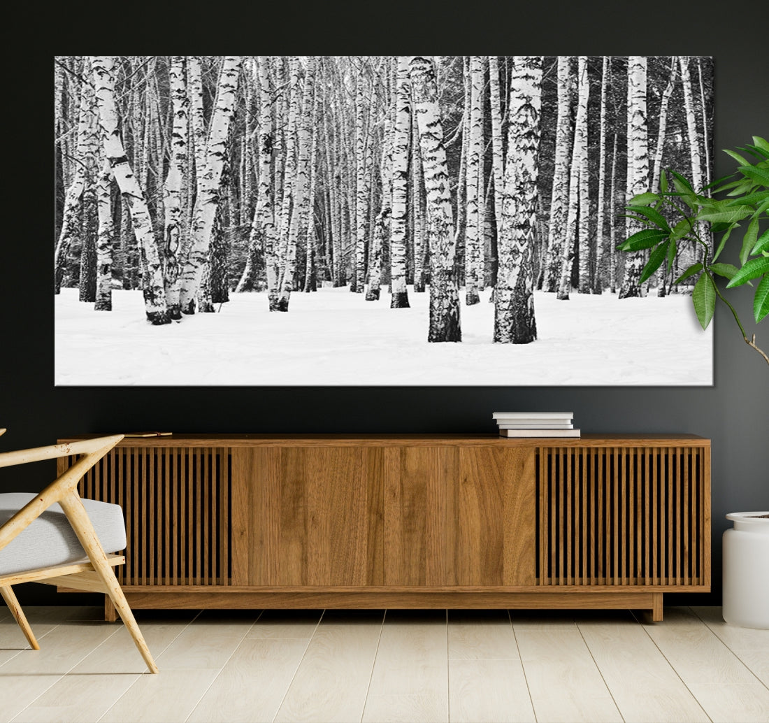 Large Wall Art Landscape Canvas Print - Forest in Winter with Snowy Ground and Trees