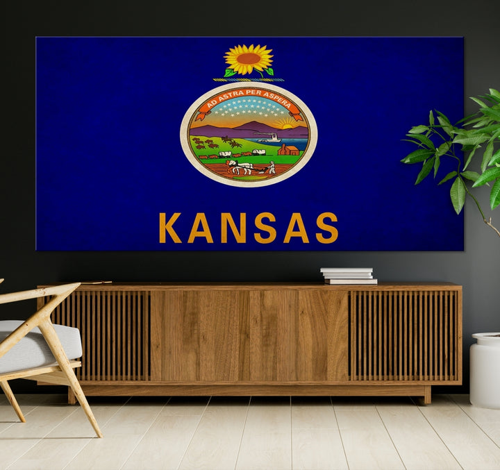 Kansas USA États Drapeau Wall Art Impression sur toile