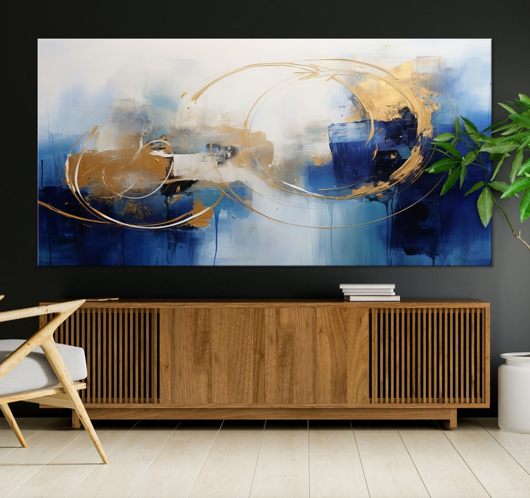 Art mural abstrait bleu marine Impression sur toile