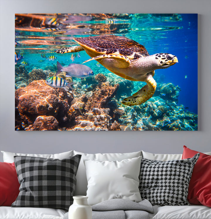 Ocean Coral Turtle Wall Art Canvas Print