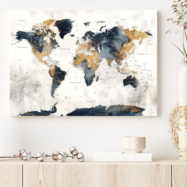 Impresión colorida de la lona del arte de la pared del mapa del mundo para el regalo del viajero