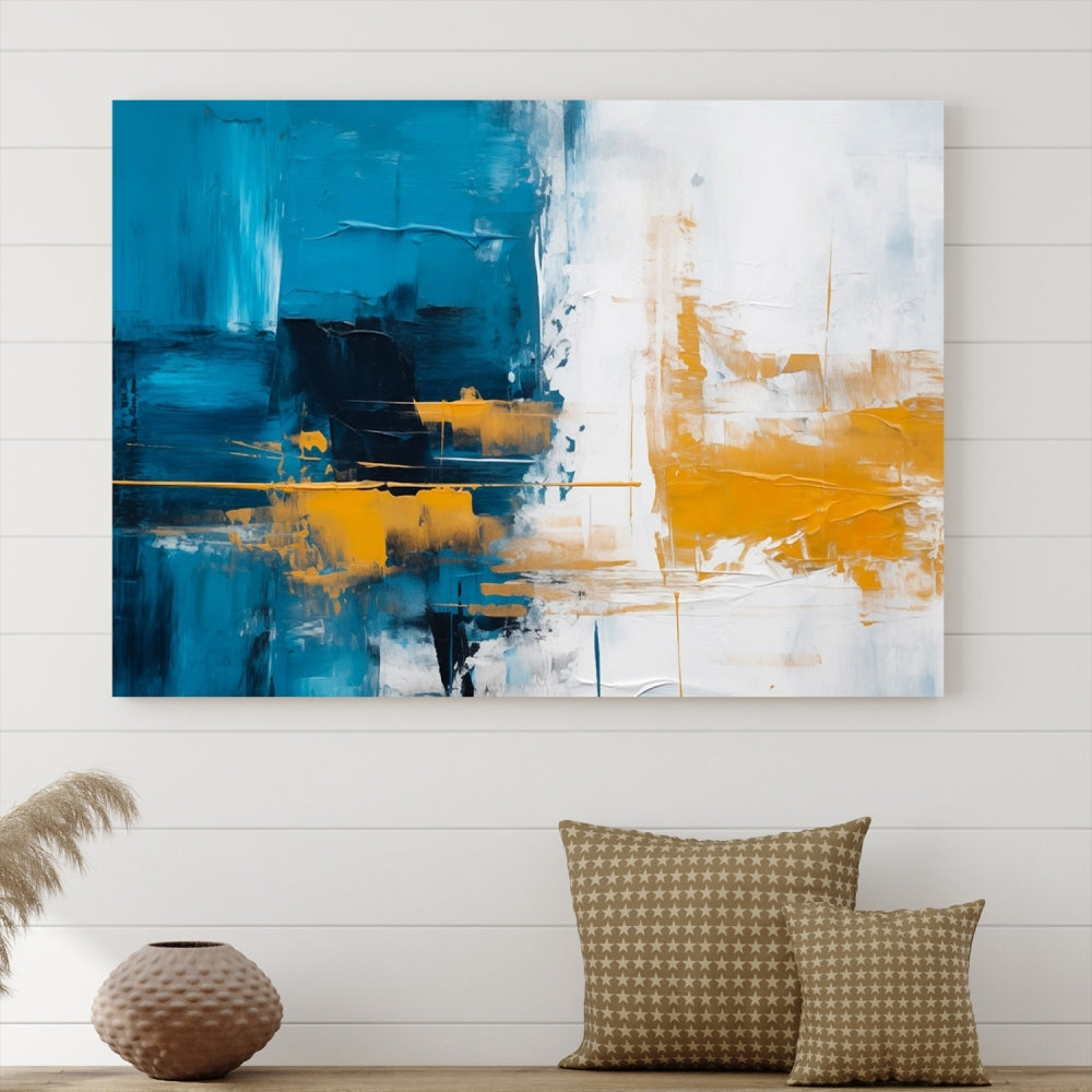 Turquoise Orange White Abstract Wall Art Canvas Print