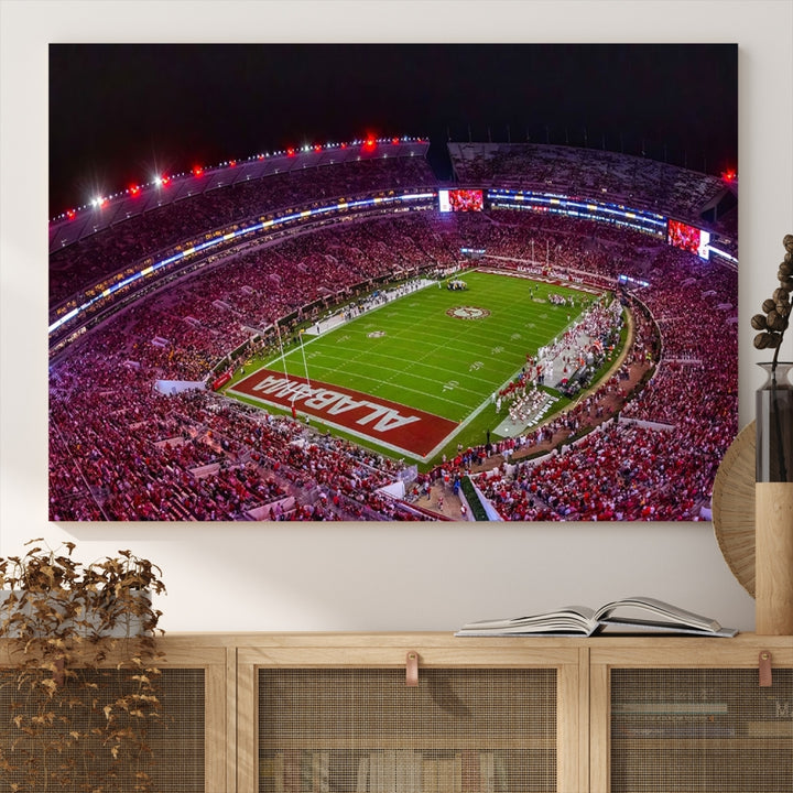 Bryant Denny Stadium Impression sur toile d'art mural de football américain, impression d'art mural de sport de stade
