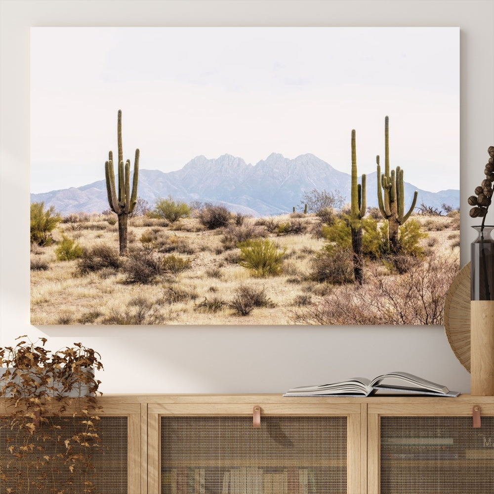 Phoenix Desert Canvas Wall Art Cactus Print Farmhouse Wall Art Print